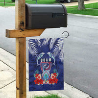 Guam Liberation Day Garden Flag The Tribal Latte Stone and Dolphins with Hibiscus Chamorro Culture