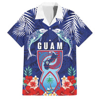 Guam Liberation Day Hawaiian Shirt The Tribal Latte Stone and Dolphins with Hibiscus Chamorro Culture