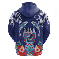 Guam Liberation Day Hoodie The Tribal Latte Stone and Dolphins with Hibiscus Chamorro Culture