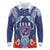 Guam Liberation Day Long Sleeve Polo Shirt The Tribal Latte Stone and Dolphins with Hibiscus Chamorro Culture