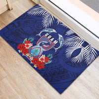 Guam Liberation Day Rubber Doormat The Tribal Latte Stone and Dolphins with Hibiscus Chamorro Culture