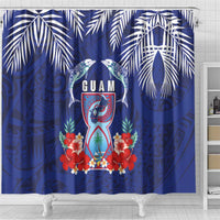 Guam Liberation Day Shower Curtain The Tribal Latte Stone and Dolphins with Hibiscus Chamorro Culture