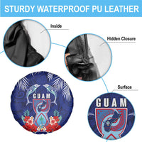 Guam Liberation Day Spare Tire Cover The Tribal Latte Stone and Dolphins with Hibiscus Chamorro Culture