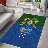 Solomon Islands Area Rug The Guardians-Tribal Crocodile and Shark Melanesian Tattoo