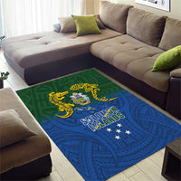 Solomon Islands Area Rug The Guardians-Tribal Crocodile and Shark Melanesian Tattoo