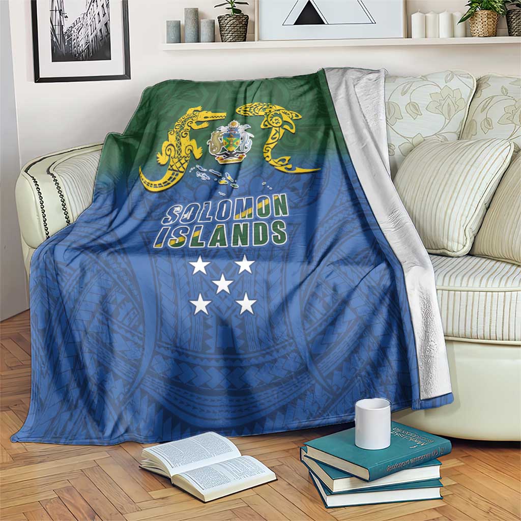 Solomon Islands Blanket The Guardians-Tribal Crocodile and Shark Melanesian Tattoo