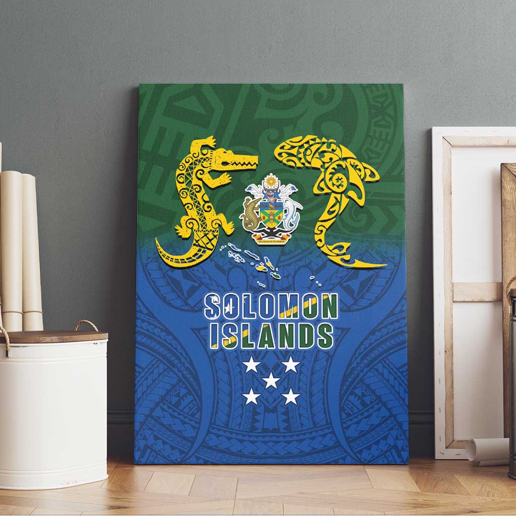 Solomon Islands Canvas Wall Art The Guardians-Tribal Crocodile and Shark Melanesian Tattoo