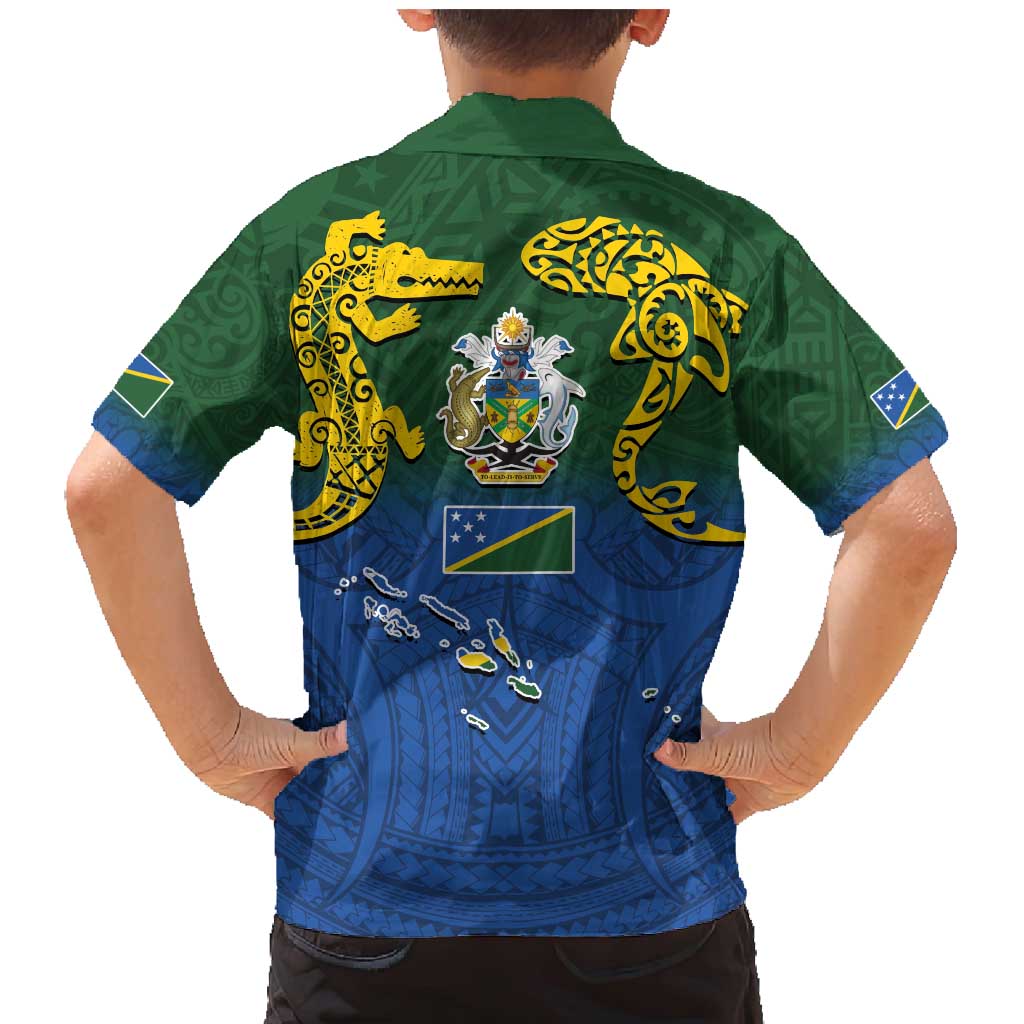 Solomon Islands Family Matching Mermaid Dress and Hawaiian Shirt The Guardians-Tribal Crocodile and Shark Melanesian Tattoo