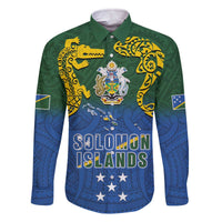 Solomon Islands Family Matching Off The Shoulder Long Sleeve Dress and Hawaiian Shirt The Guardians-Tribal Crocodile and Shark Melanesian Tattoo