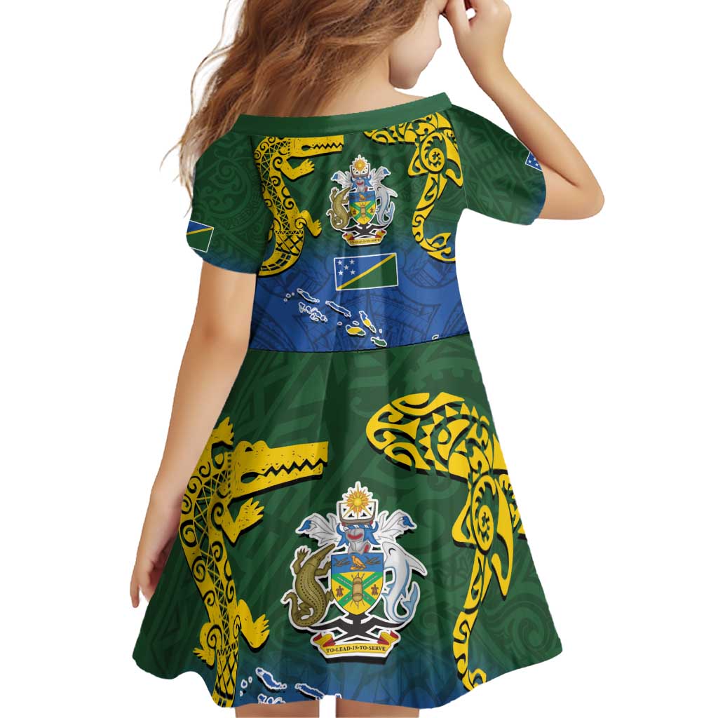 Solomon Islands Family Matching Off Shoulder Short Dress and Hawaiian Shirt The Guardians-Tribal Crocodile and Shark Melanesian Tattoo