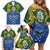 Solomon Islands Family Matching Off Shoulder Short Dress and Hawaiian Shirt The Guardians-Tribal Crocodile and Shark Melanesian Tattoo