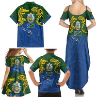 Solomon Islands Family Matching Summer Maxi Dress and Hawaiian Shirt The Guardians-Tribal Crocodile and Shark Melanesian Tattoo