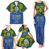 Solomon Islands Family Matching Tank Maxi Dress and Hawaiian Shirt The Guardians-Tribal Crocodile and Shark Melanesian Tattoo