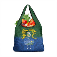 Solomon Islands Grocery Bag The Guardians-Tribal Crocodile and Shark Melanesian Tattoo