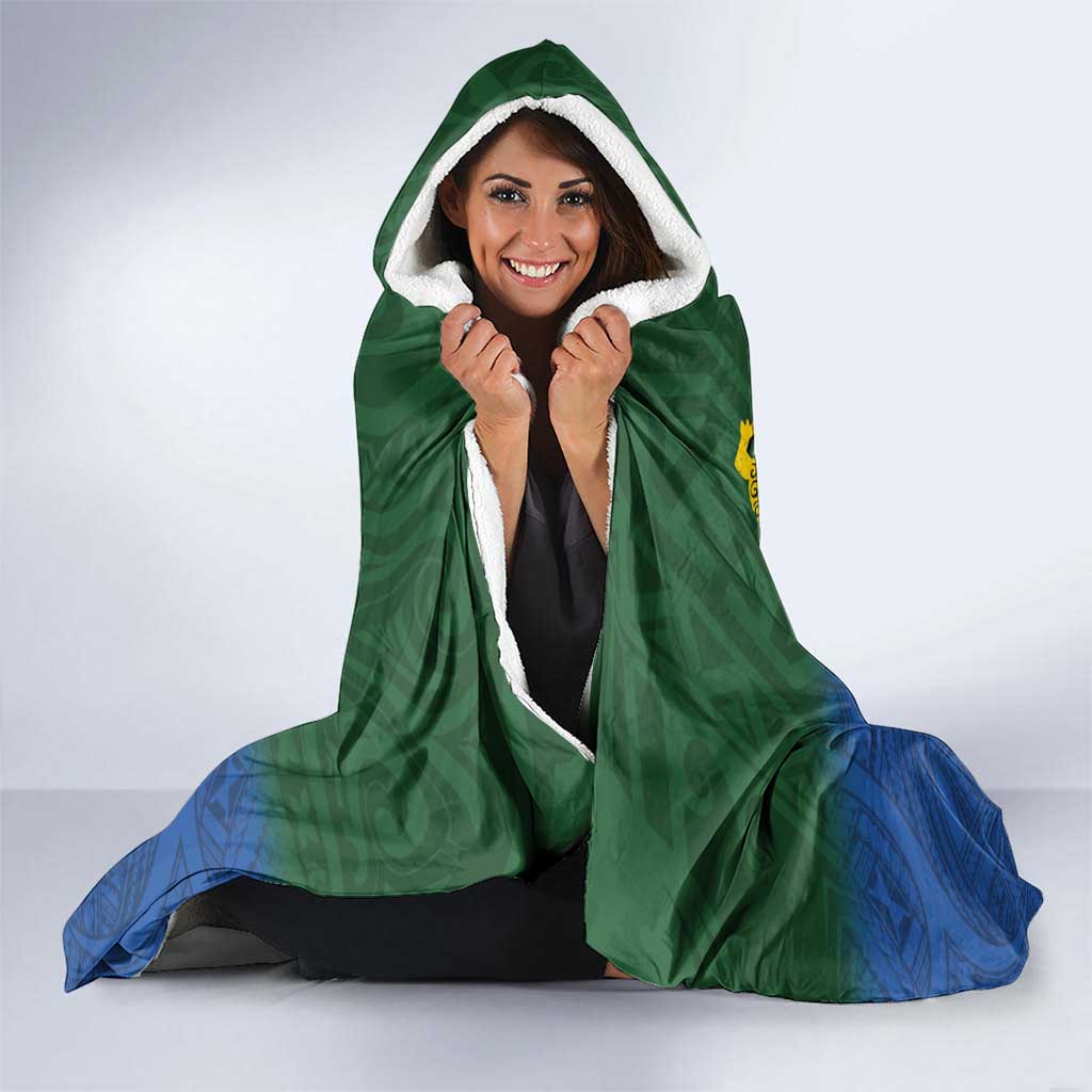 Solomon Islands Hooded Blanket The Guardians-Tribal Crocodile and Shark Melanesian Tattoo