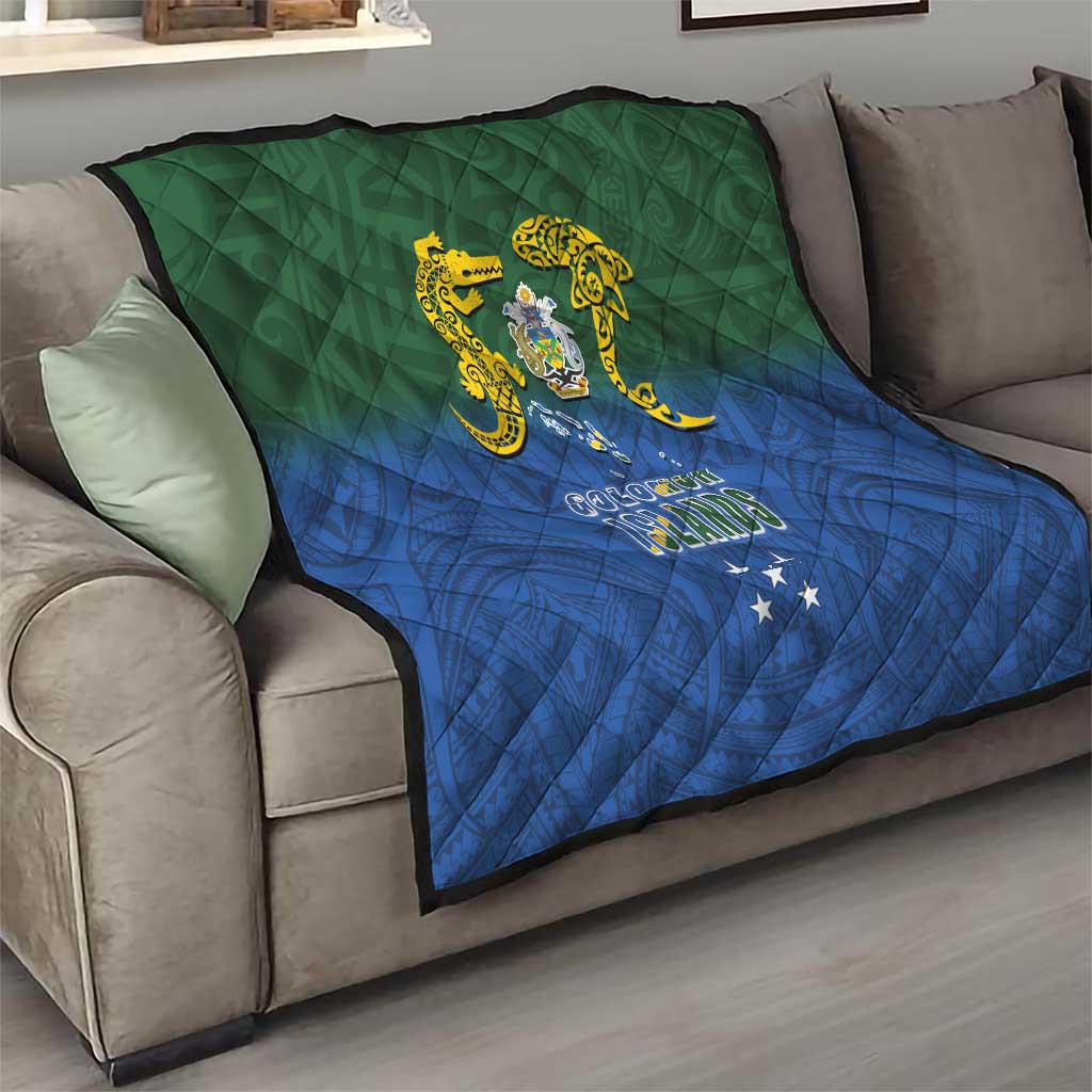 Solomon Islands Quilt The Guardians-Tribal Crocodile and Shark Melanesian Tattoo
