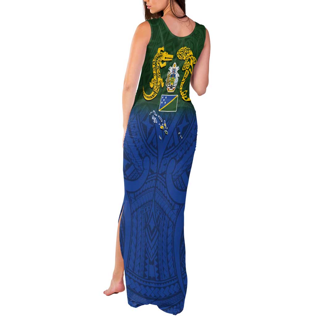 Solomon Islands Tank Maxi Dress The Guardians-Tribal Crocodile and Shark Melanesian Tattoo