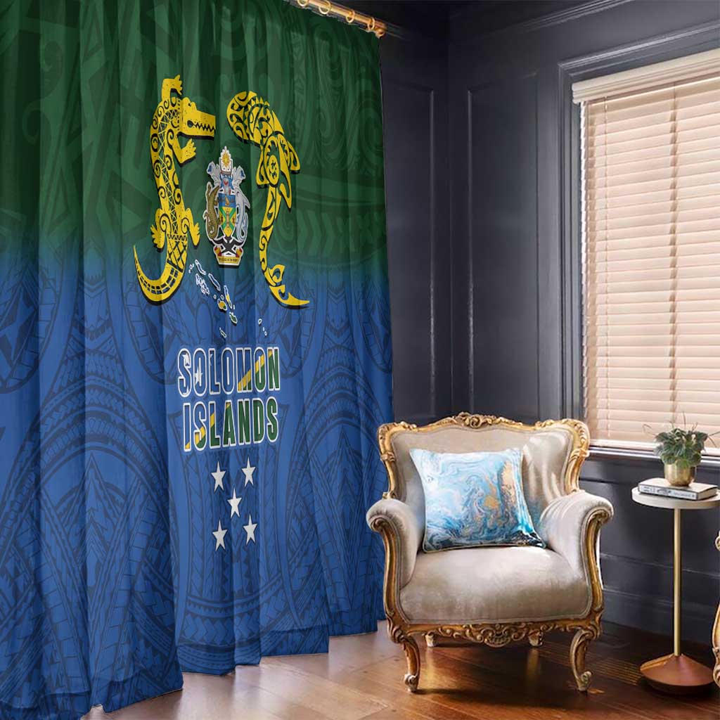 Solomon Islands Window Curtain The Guardians-Tribal Crocodile and Shark Melanesian Tattoo