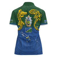 Solomon Islands Women Polo Shirt The Guardians-Tribal Crocodile and Shark Melanesian Tattoo