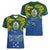 Solomon Islands Women V-Neck T-Shirt The Guardians-Tribal Crocodile and Shark Melanesian Tattoo