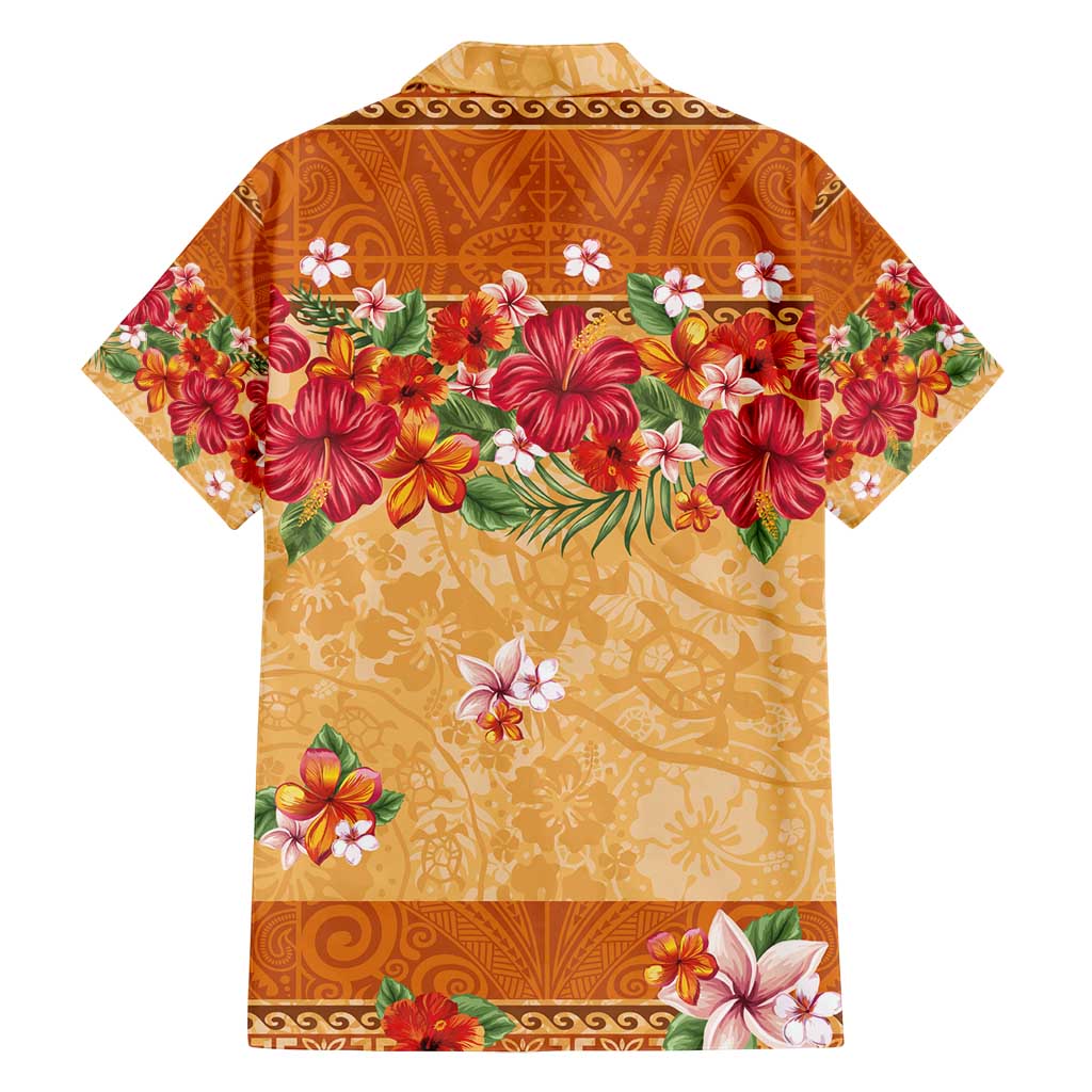 Hawaii Hibiscus Family Matching Off Shoulder Maxi Dress and Hawaiian Shirt Turtles and Tribal Motifs Vintage Floral Style