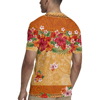 Hawaii Hibiscus Rugby Jersey Turtles and Tribal Motifs Vintage Floral Style