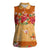 Hawaii Hibiscus Women Sleeveless Polo Shirt Turtles and Tribal Motifs Vintage Floral Style