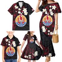 French Polynesia Tiare Day Family Matching Mermaid Dress and Hawaiian Shirt Seal and Polynesian Pattern