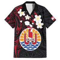 French Polynesia Tiare Day Family Matching Off Shoulder Short Dress and Hawaiian Shirt Seal and Polynesian Pattern LT03 Dad's Shirt - Short Sleeve Black - Polynesian Pride