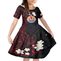 French Polynesia Tiare Day Family Matching Summer Maxi Dress and Hawaiian Shirt Seal and Polynesian Pattern LT03 Daughter's Dress Black - Polynesian Pride