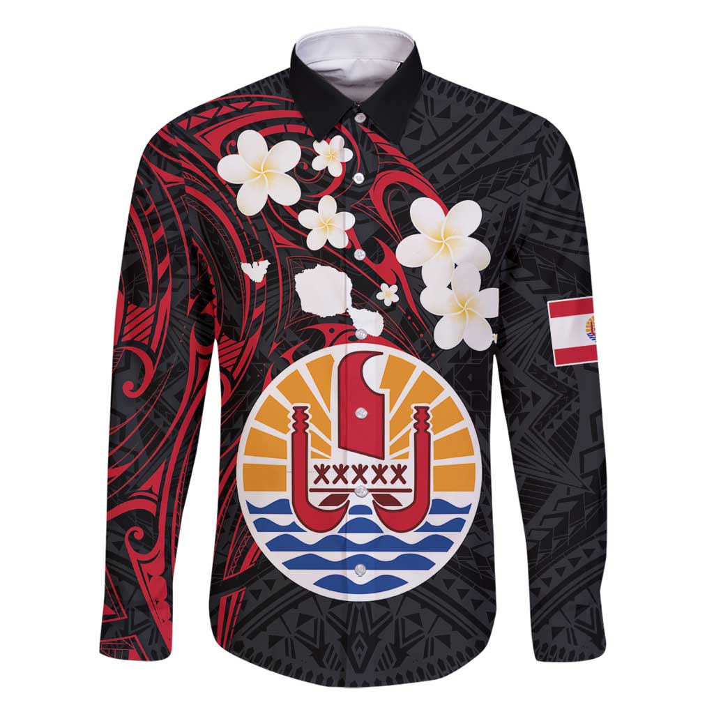 French Polynesia Tiare Day Family Matching Summer Maxi Dress and Hawaiian Shirt Seal and Polynesian Pattern LT03 Dad's Shirt - Long Sleeve Black - Polynesian Pride
