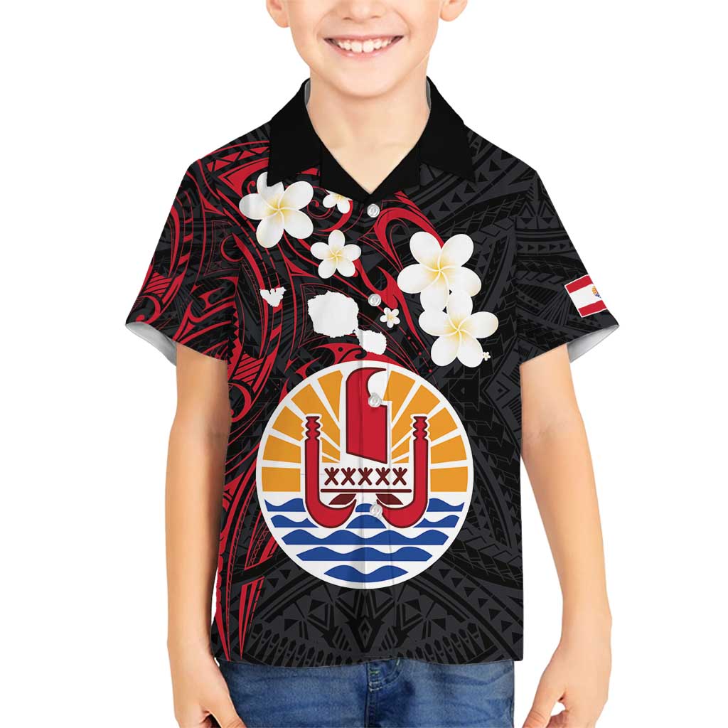 French Polynesia Tiare Day Family Matching Summer Maxi Dress and Hawaiian Shirt Seal and Polynesian Pattern LT03 Son's Shirt Black - Polynesian Pride