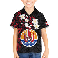 French Polynesia Tiare Day Family Matching Summer Maxi Dress and Hawaiian Shirt Seal and Polynesian Pattern LT03 Son's Shirt Black - Polynesian Pride