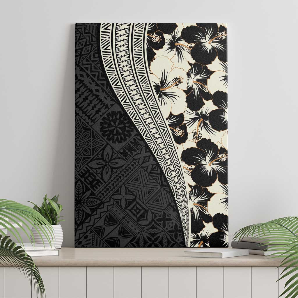 Bula Hibiscus Festival Canvas Wall Art Tapa Pattern Half Style