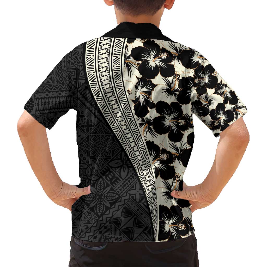 Bula Hibiscus Festival Family Matching Long Sleeve Bodycon Dress and Hawaiian Shirt Tapa Pattern Half Style LT03 - Polynesian Pride