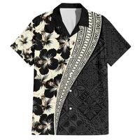 Bula Hibiscus Festival Family Matching Off The Shoulder Long Sleeve Dress and Hawaiian Shirt Tapa Pattern Half Style LT03 Dad's Shirt - Short Sleeve Beige - Polynesian Pride