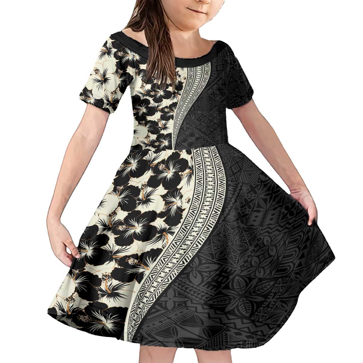 Bula Hibiscus Festival Family Matching Puletasi and Hawaiian Shirt Tapa Pattern Half Style