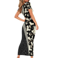 Bula Hibiscus Festival Family Matching Short Sleeve Bodycon Dress and Hawaiian Shirt Tapa Pattern Half Style