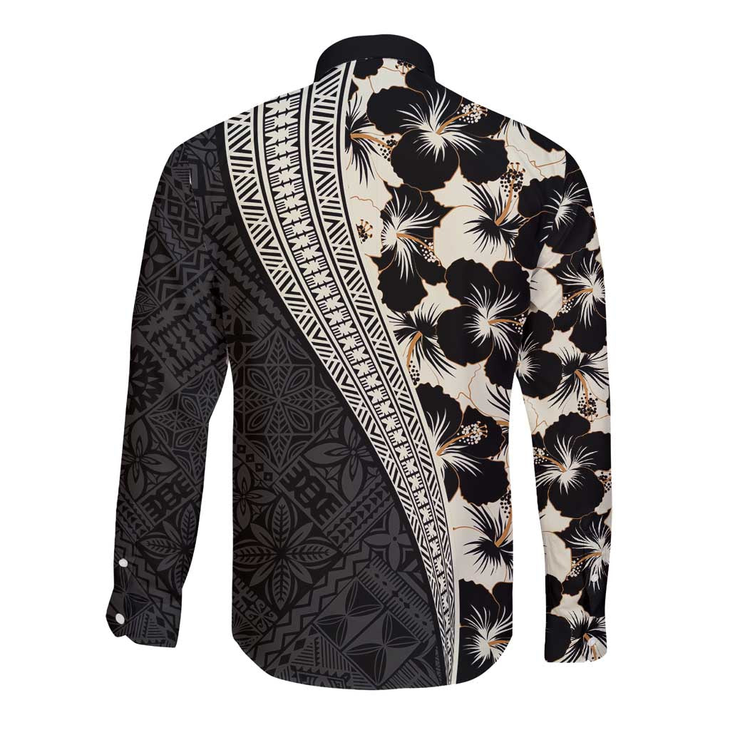 Bula Hibiscus Festival Long Sleeve Button Shirt Tapa Pattern Half Style LT03 - Polynesian Pride