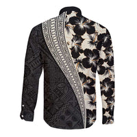 Bula Hibiscus Festival Long Sleeve Button Shirt Tapa Pattern Half Style LT03 - Polynesian Pride
