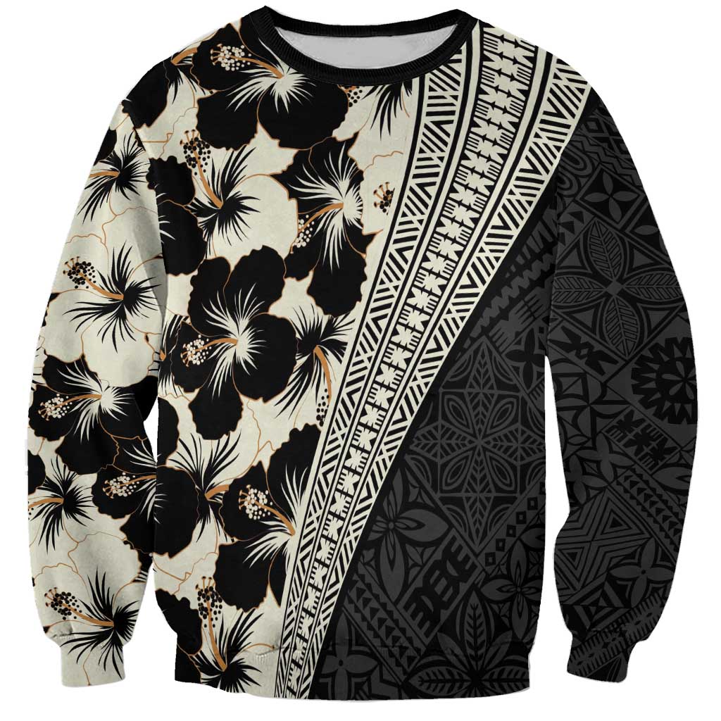 Bula Hibiscus Festival Sweatshirt Tapa Pattern Half Style