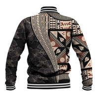 Bula Hibiscus Festival Baseball Jacket Fijian Masi Pattern Half Style