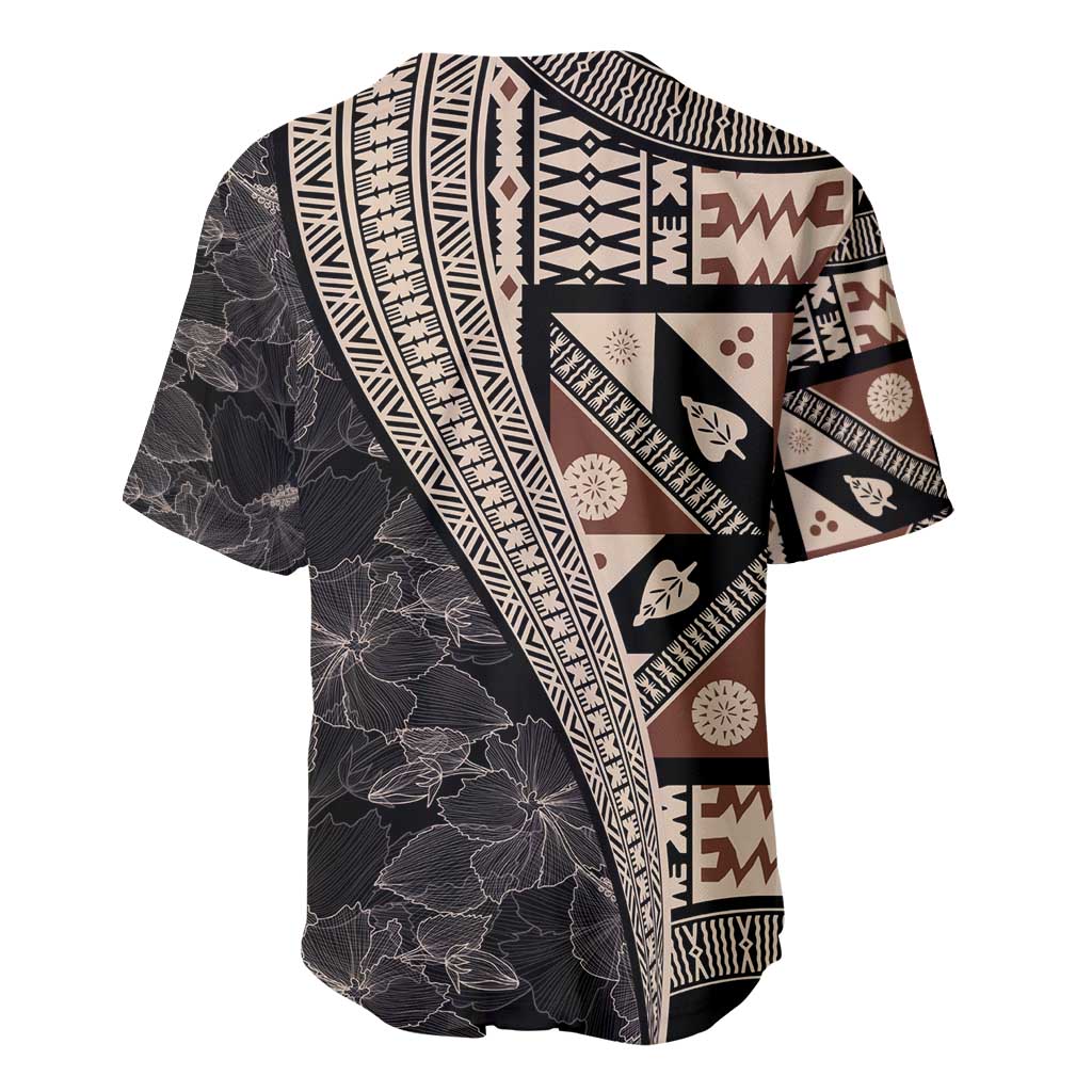Bula Hibiscus Festival Baseball Jersey Fijian Masi Pattern Half Style