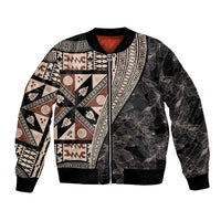 Bula Hibiscus Festival Bomber Jacket Fijian Masi Pattern Half Style