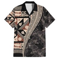 Bula Hibiscus Festival Family Matching Long Sleeve Bodycon Dress and Hawaiian Shirt Fijian Masi Pattern Half Style