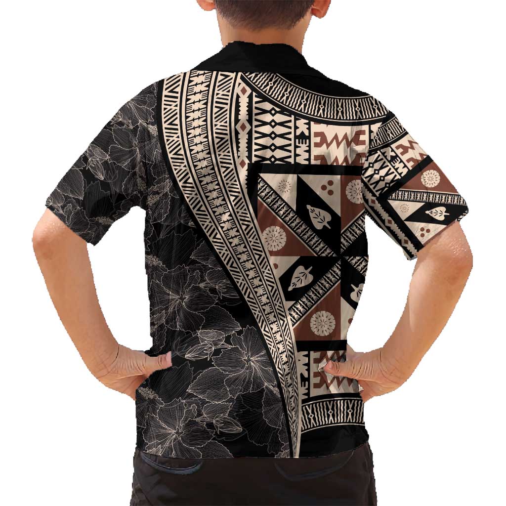 Bula Hibiscus Festival Family Matching Off Shoulder Short Dress and Hawaiian Shirt Fijian Masi Pattern Half Style LT03 - Polynesian Pride