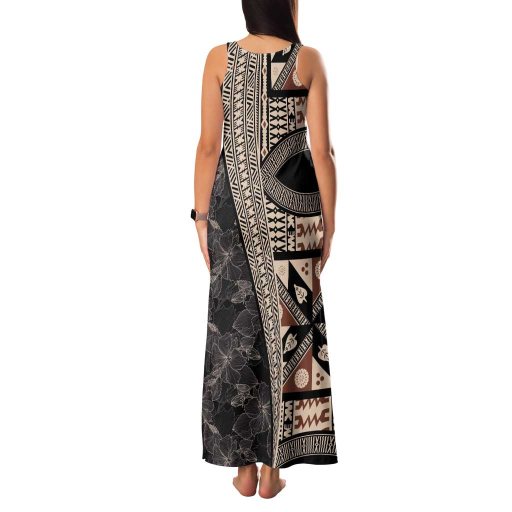 Bula Hibiscus Festival Family Matching Tank Maxi Dress and Hawaiian Shirt Fijian Masi Pattern Half Style