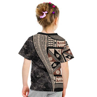 Bula Hibiscus Festival Kid T Shirt Fijian Masi Pattern Half Style