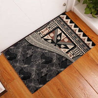Bula Hibiscus Festival Rubber Doormat Fijian Masi Pattern Half Style