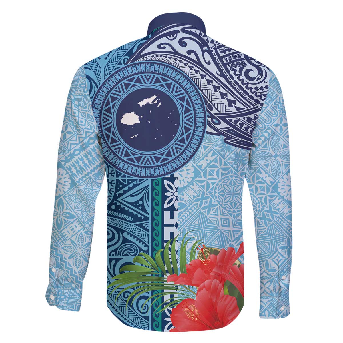 Fiji Day Family Matching Off The Shoulder Long Sleeve Dress and Hawaiian Shirt Tapa Pattern and Hibiscus Flower